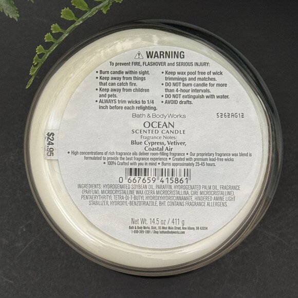 BBW Ocean Bath & Body Works 3 Wick Candle - Picture 10 of 10